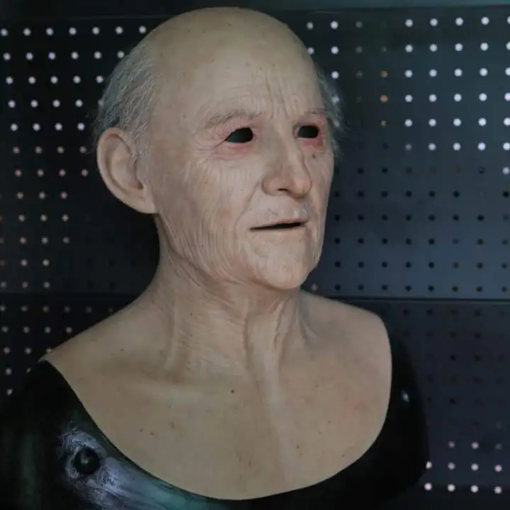 Silicone Realistic Face Mask Silicone Old Man Mask Male Disguise Halloween Cosplay Fancy Dress Head Rubber Party Costumes Props