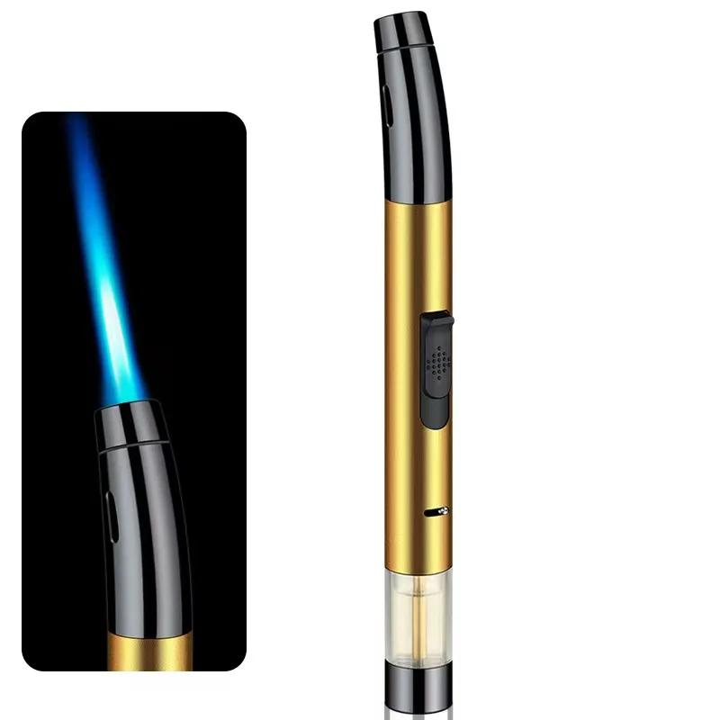 Custom Logo Jet Blue Flame Butane Gas Refillable Torch Lighter For ...