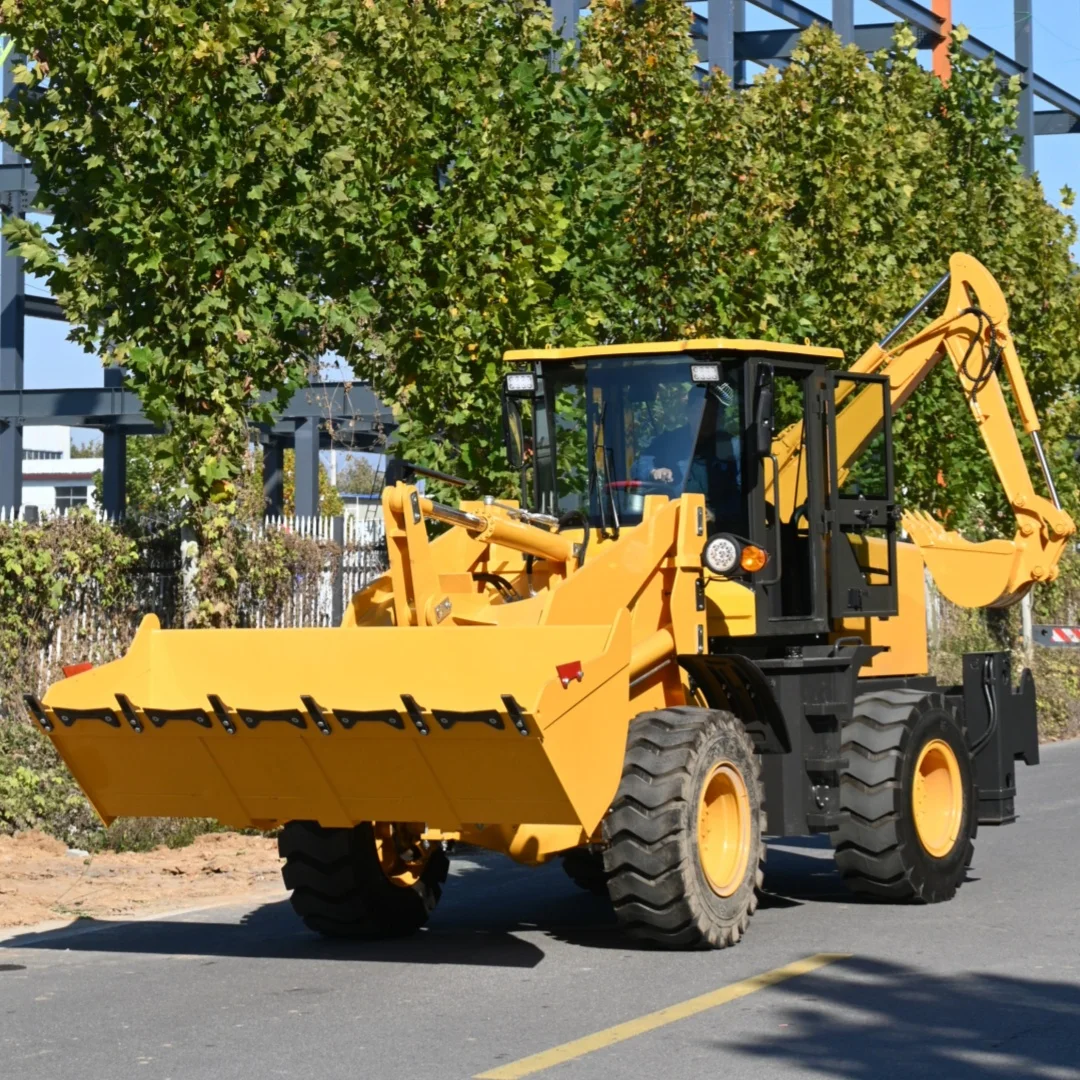 Compact Tractor Backhoe Loader with Front Loader & Hydraulic Breaker - 360-Degree Rotation, 3-Point Hitch, 6T Capacity