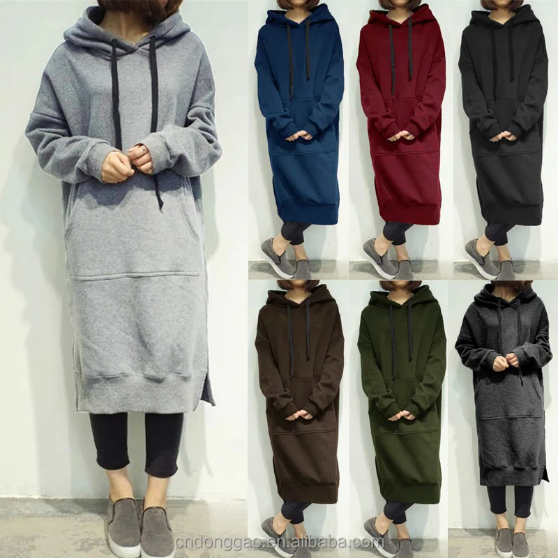 Oversized Sweatshirt Long Hoodie Dress 