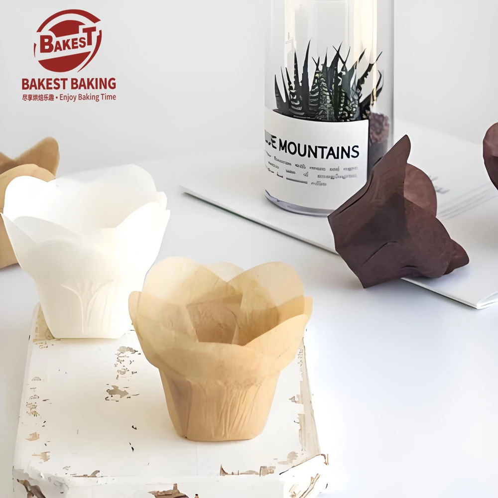 Bakest Food Grade Greaseproof Paper Brown Cupcake Souffle Custom Paper Baking Lotus Cups No Reviews yet