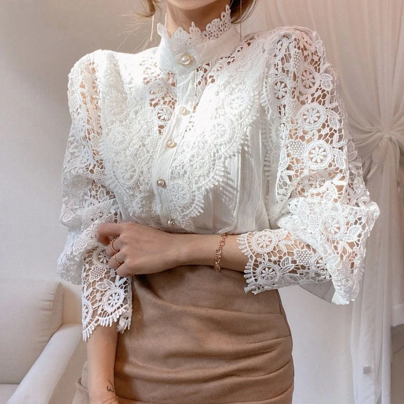 Shop Our New Vintage White Lace Blouse Shirts for Women