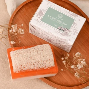 Private Label Natural Handmade Loofah Soap Bar Deep Cleansing Exfoliating Nourishing Acne Caring Olive Oil Milk Bath Soap