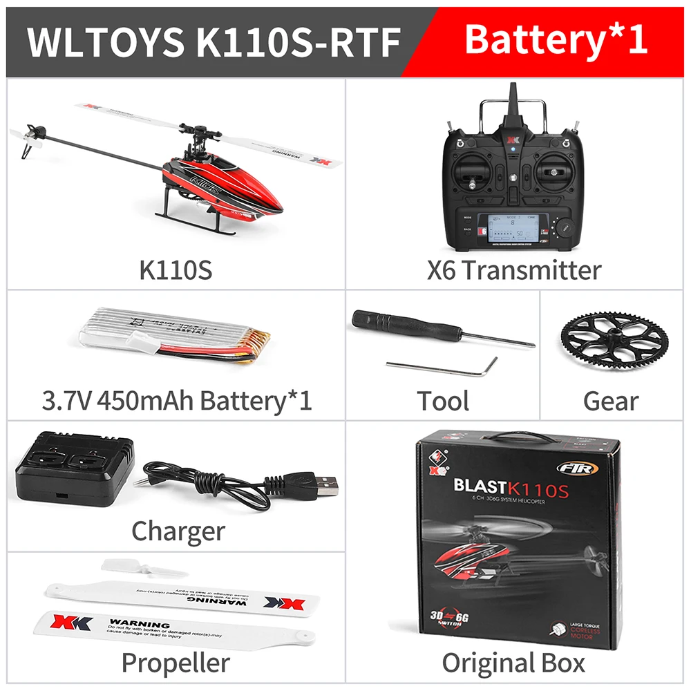 XK K110S 6CH Brushless 3D6G System RC Helicopter BNF Mode 2