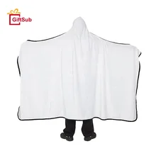 Giftsub Promotional Sublimation Blanks 100% Polyester Giant Sofa Hoodie Blanket Winter Warm Huge Cloak Shaped Fleece Hooded