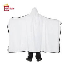 Giftsub Promotional Sublimation Blanks Sofa Giant Hoodie Blanket Winter Warm Huge Cloak Shaped Fleece Hooded Blanket