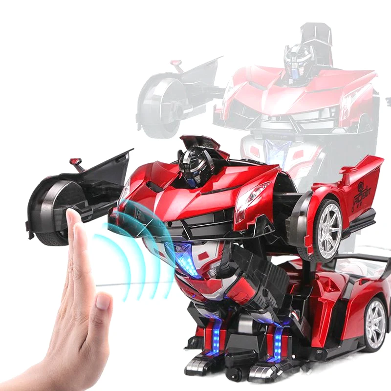 Big Size Deformation Rc Cars Robot Police Transformed Remote Control Car  Dual Control Watch Gesture Sensing Toy Car with Light