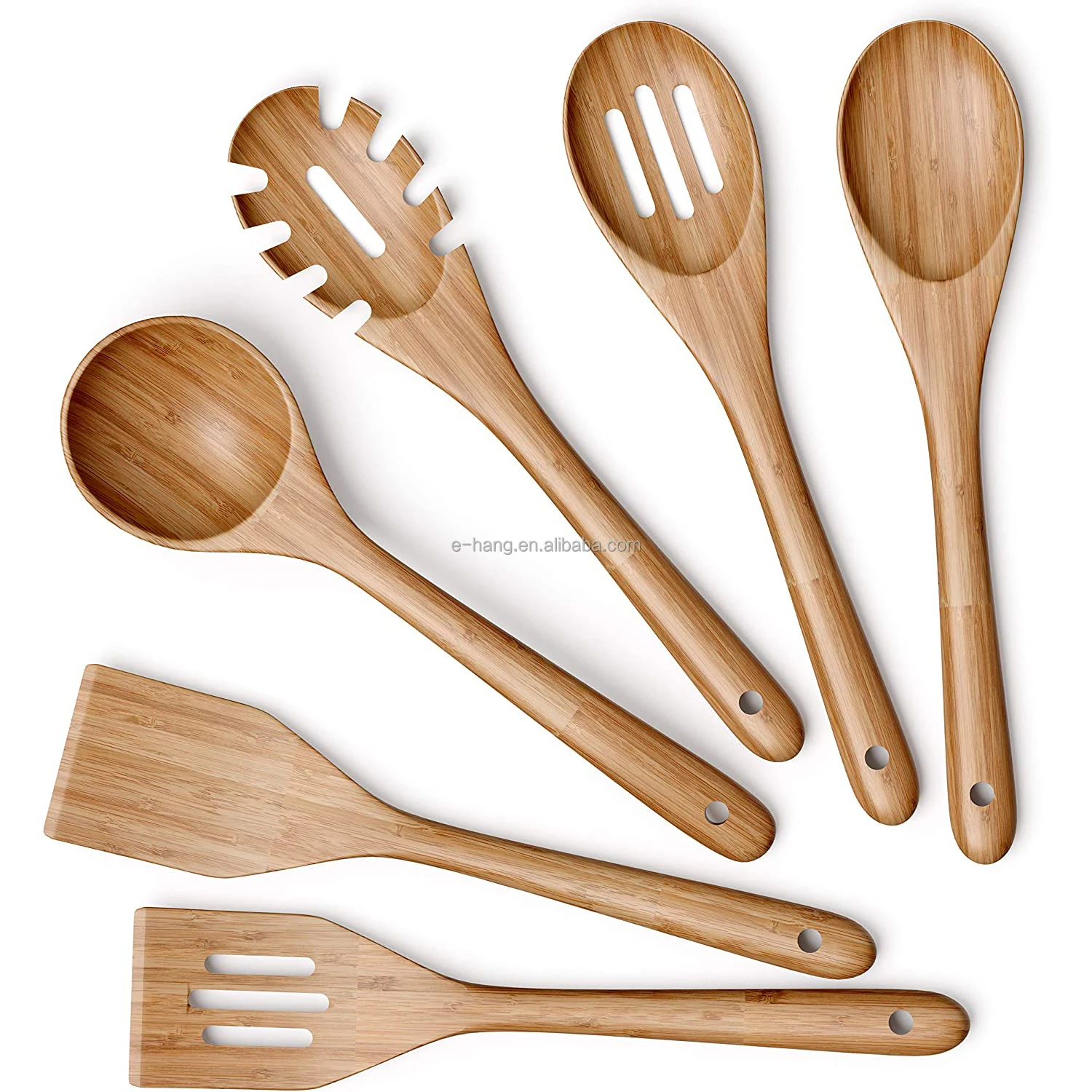 4 x bambou cuillères en bois spatule cuillère de cuisine ustensiles de cuisson outils turner set 