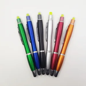 Custom Ball Pen Promotional Multifunction Plastic Pen Highlighter Advertising 3 in 1 Pen