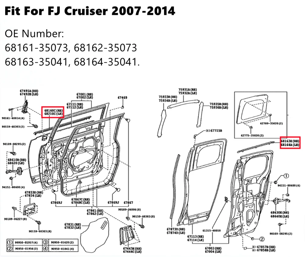Toyota Fj Cruiser Weatherstrip Genuine Toyota OEM Rear Outer