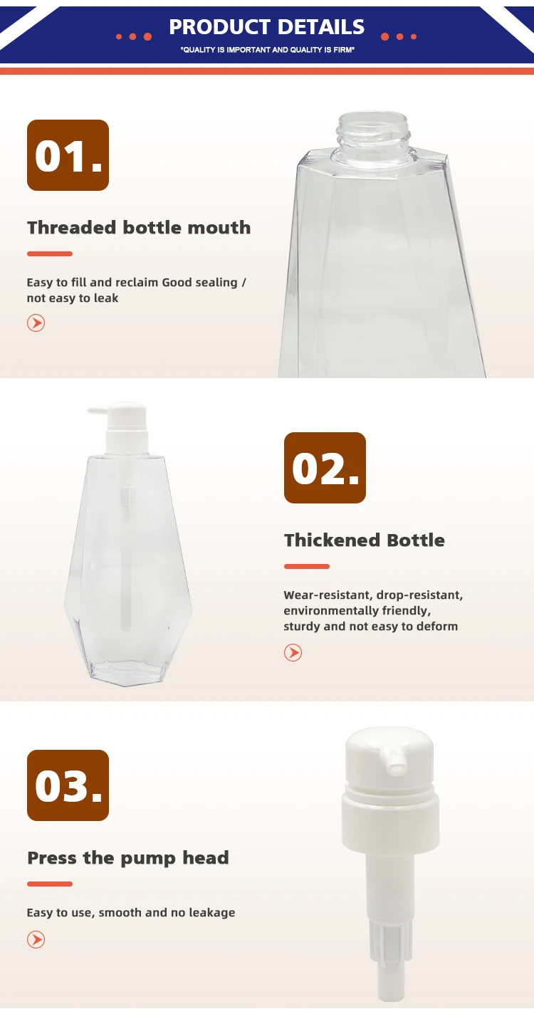 Luxury Design Shampoo Conditioner Body Wash Pump Bottle Petg Plastic