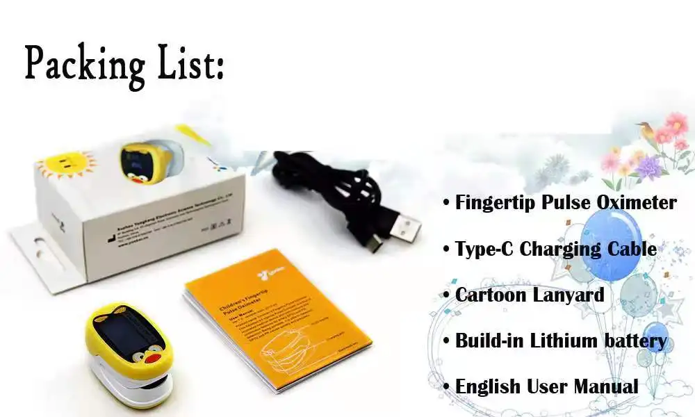Children fingertip pulse oximeter Rechargeable Finger Pulse Oximeter TFT Screen Display Oximeter Devices