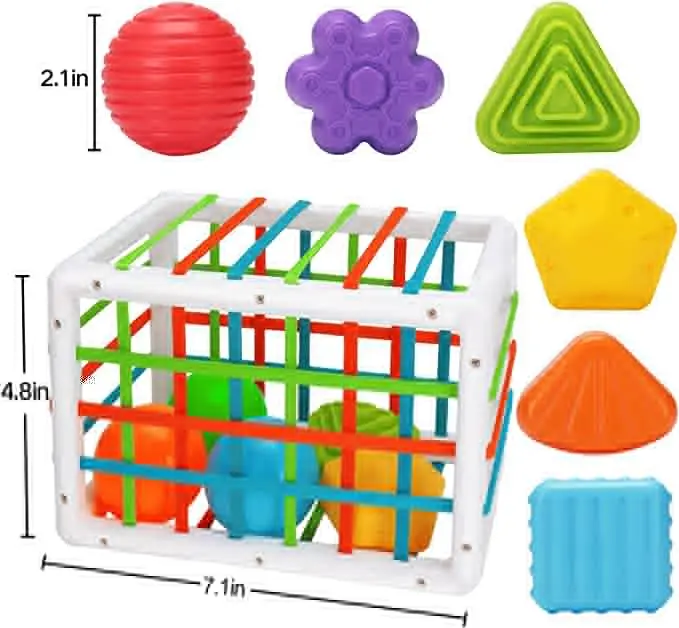 Baby Shape Sorting Toys Sensory Bin Gift With Soft Balls And Blocks