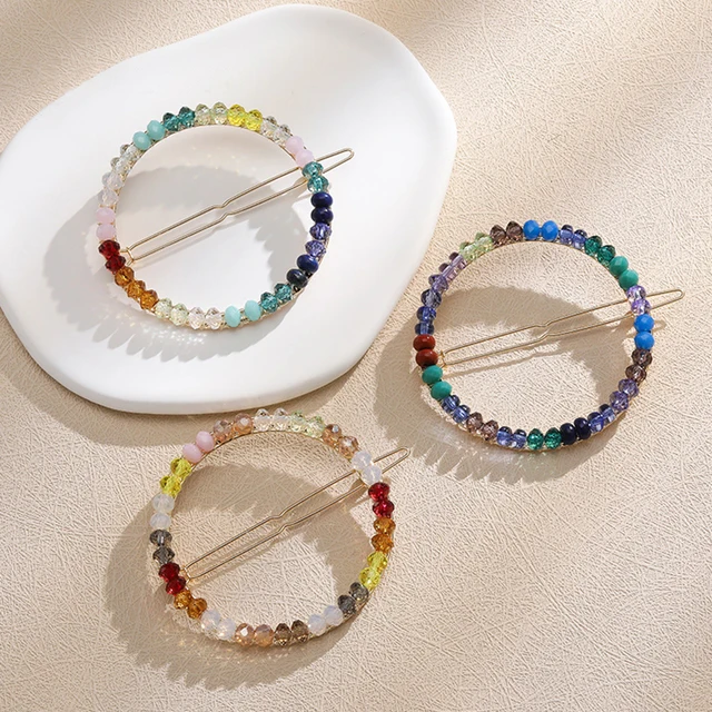 Colorful Summer Style Beaded Hair Accessory Europe and America Ins Style Girl Hair Pin O-shaped Simple Fashion Elegant Hair Clip