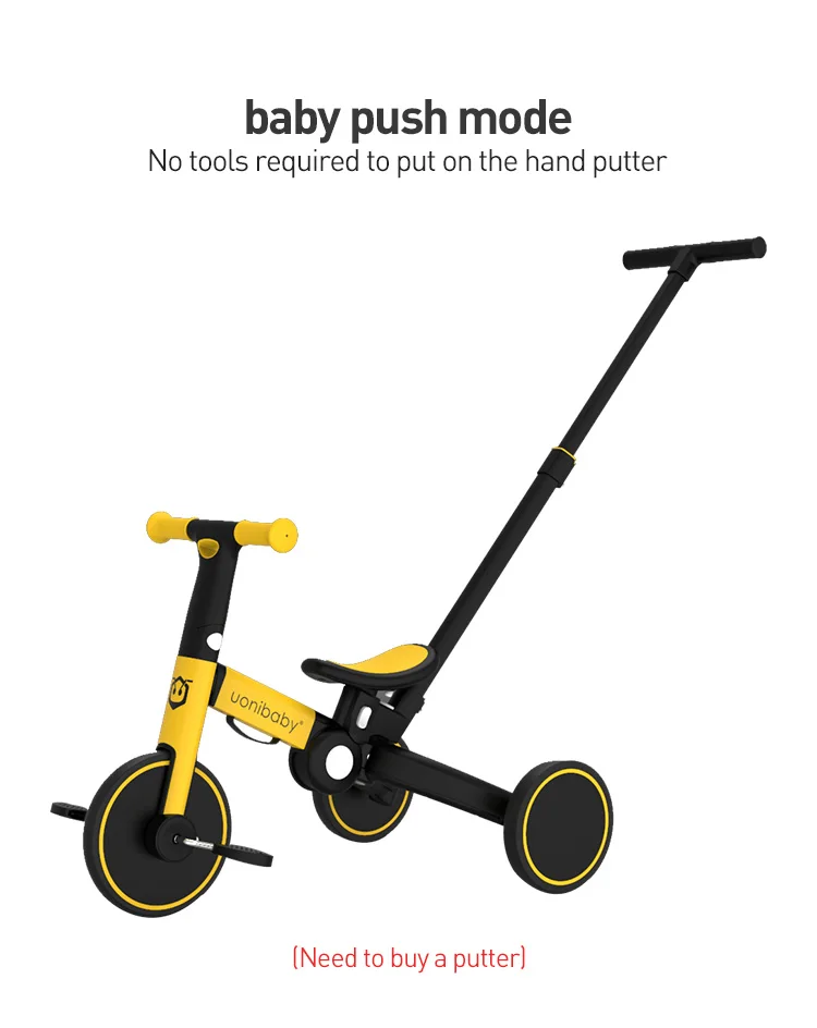 Uonibaby 4in1 Children's Pedal Tricycle With Push Rod Twowheel