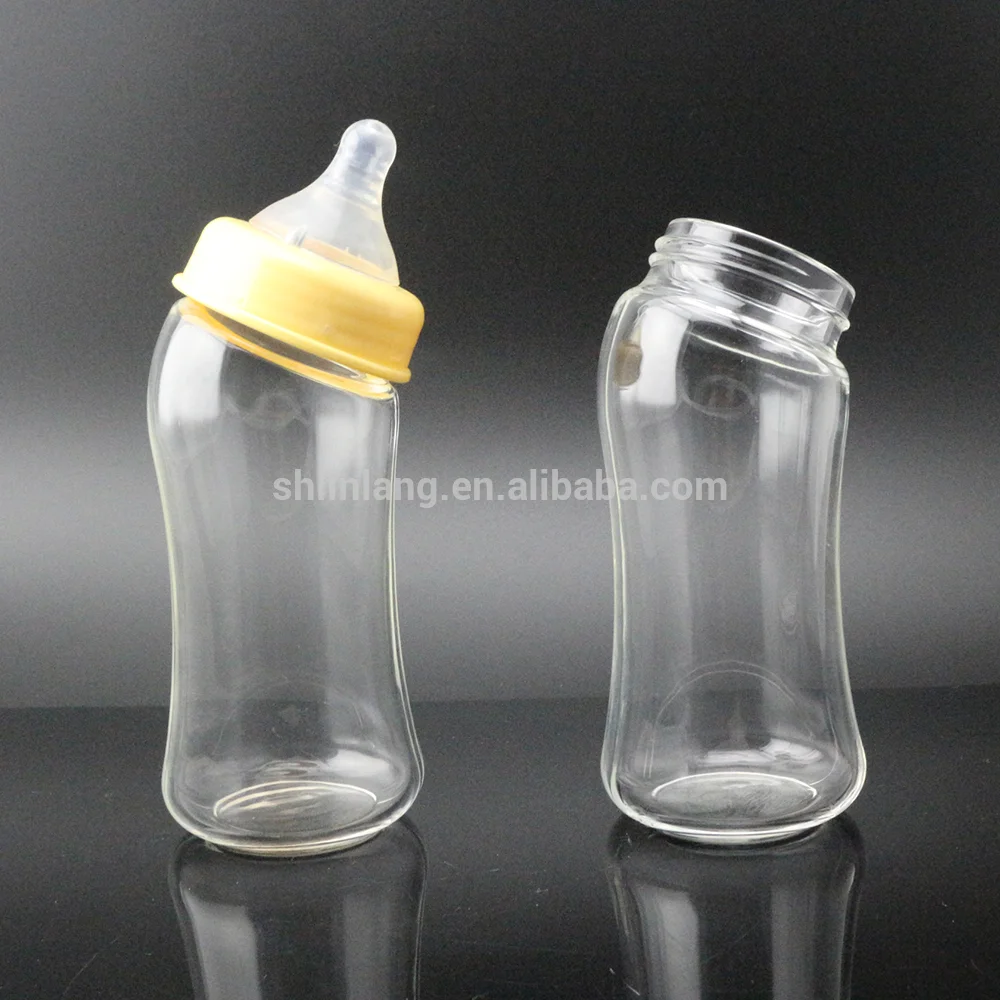 Shanghai Linlang Wide Neck Safe Toughened Glass Baby Bottle Anti-shock Baby Feeding Bottle Glass Baby Bottles