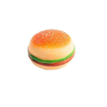 Funny cute novelty stress relief hamburger squishy food simulation burger squeeze TPR stress toy fidget ball