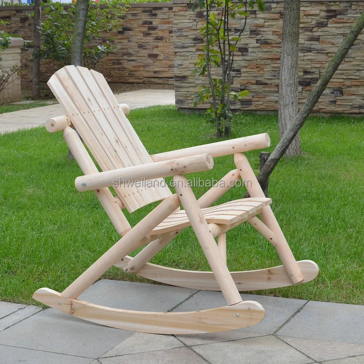 Wooden Log Rocking Chairs Solid Wood Outdoor Garden Balcony Patio Chair