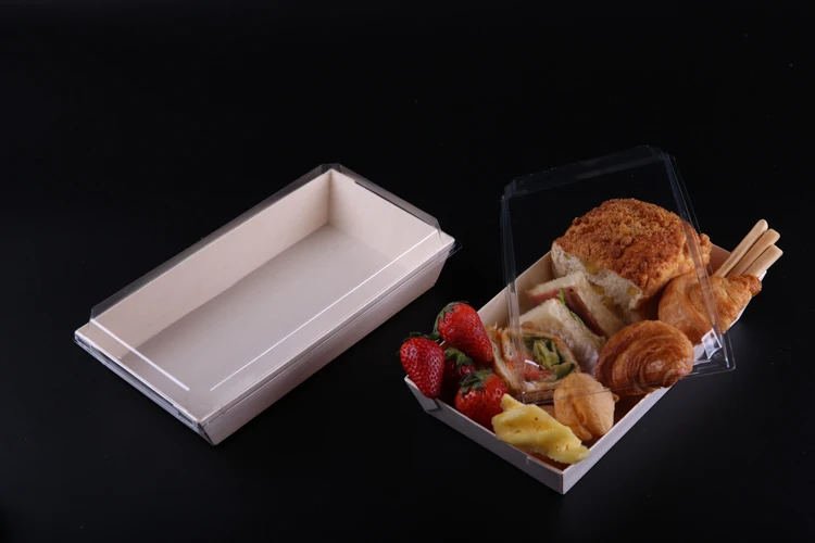 Hot Selling Take Away Small Kraft Paper Cookie Lunch Japanese Sushi Wooden Bento Box Disposable