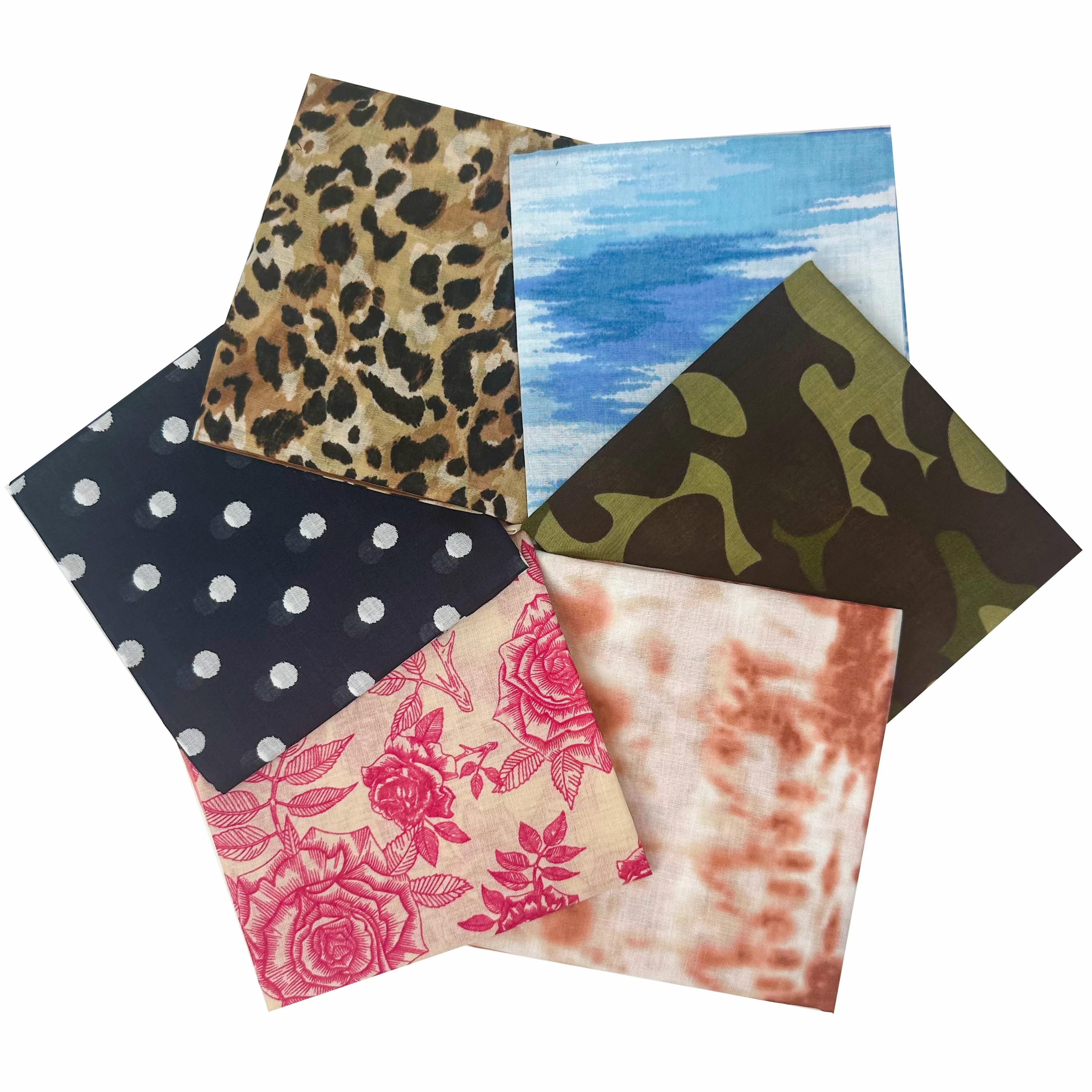 Hengli Custom Design Camouflage Fashion square Bandana Scarf Cotton Silk for Women Product
