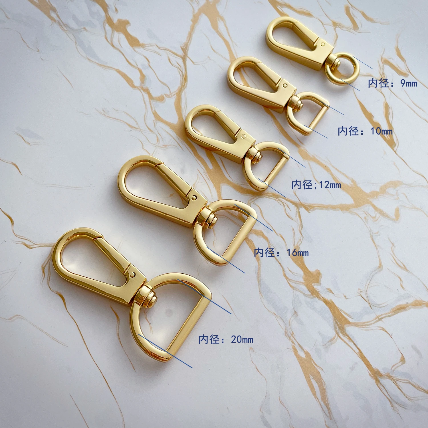 Popular Bag Making Hardware Kit Luggage Accessories Real Gold Plated Alloy Hook Clasp D Ring