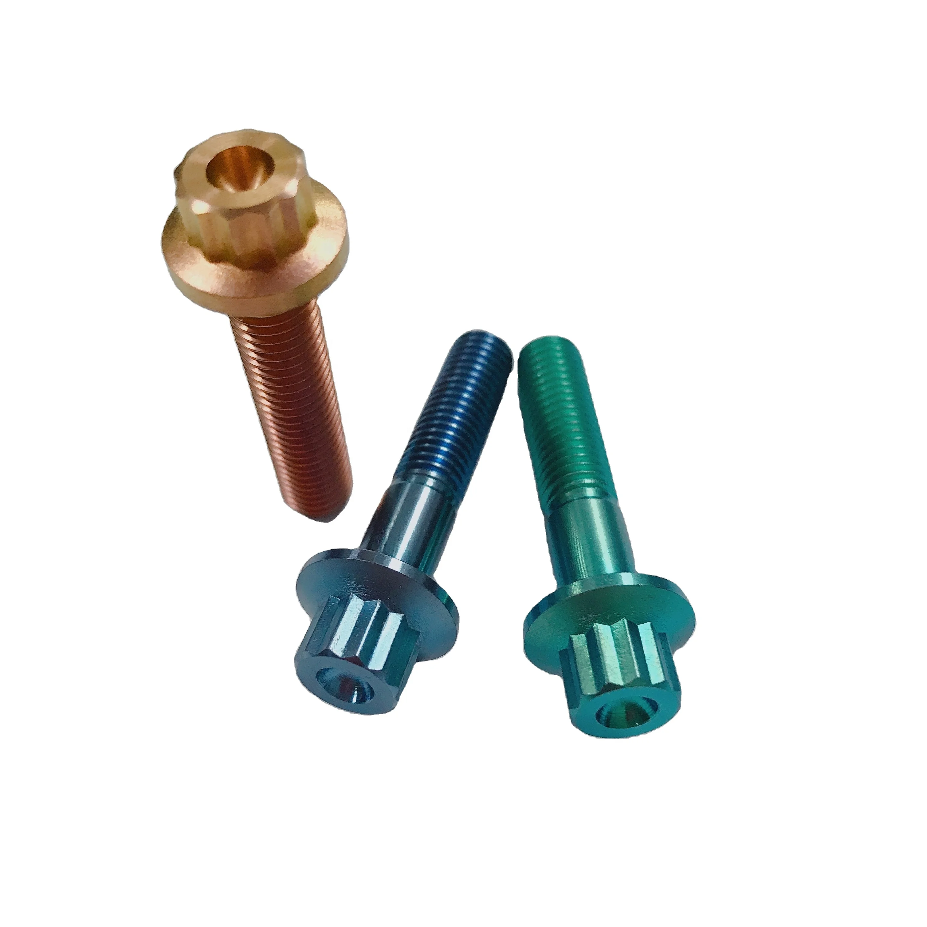 M7x32 12 Point Flange Head Titanium Bolt in Gold