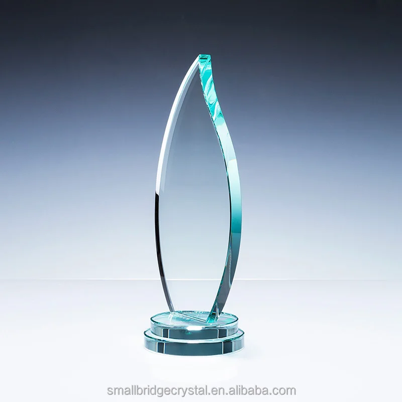 Factory price Cheap blank green Glass trophy awards plaque customize logo factory