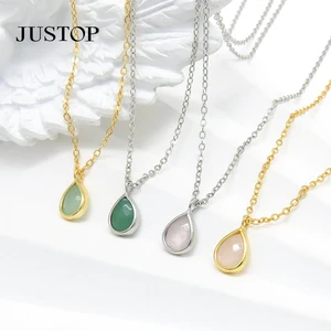 Waterproof Vintage Jewelry Fashion Natural Stone Crystal Water Drop Design Pendant Custom Women Necklace