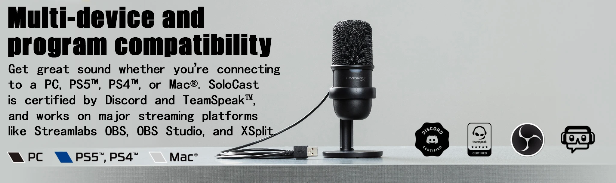 Hyper X Solocast Usb Condenser Gaming Microphone Taptomute Sensor