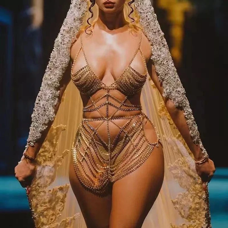 N45 Luxury Body Jewelry Necklace Performance Multi Layers Tassel