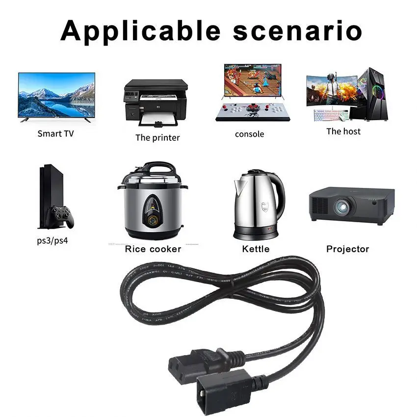 Cable 3 Splitter Double Power Extension Cord Conector Pdu 2 Way Plug Connector Y Type Iec320 C20 Male to 2X C13 Dual Female