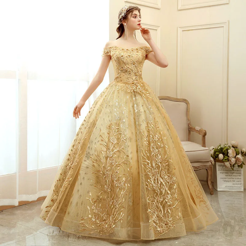 Golden Colour Wedding Gown | vlr.eng.br