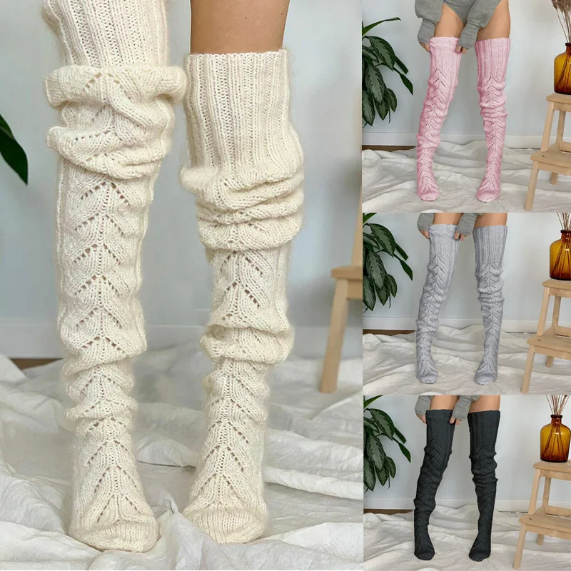 Logo Custom Thick Loose Knee High Solid Winter Warm Stocking Soft Long ...