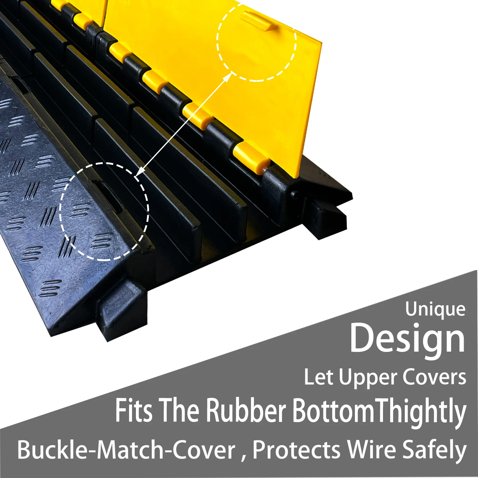 Foldable New Cable Ramp 3 Channel PVC Rubber Cable Protector Heavy Duty Speed Bumps Hose Cord Protector Ramps manufacture