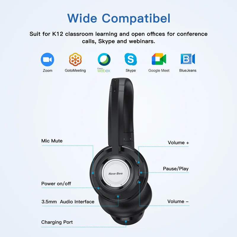 新しいBeeBH58コールセンターヘッドセットタイプCBluetooth