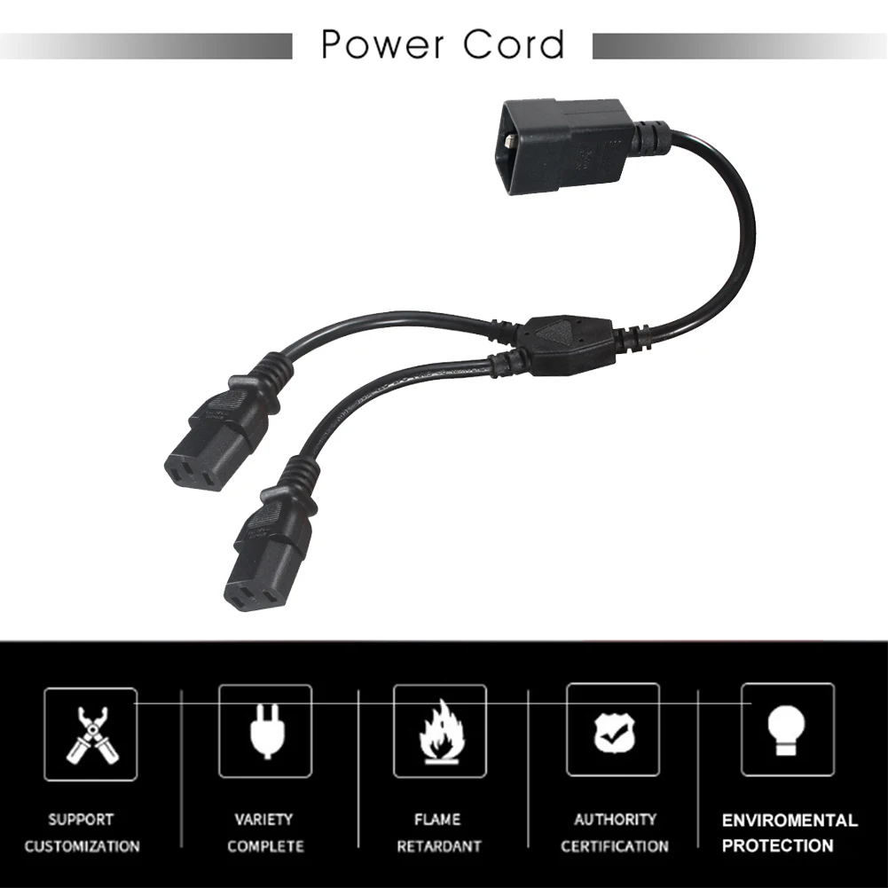 Laptop Ac Cable Tv Cords Electric Extension Y Splitter C20 Male To Dual Double Iec C13 Female 9