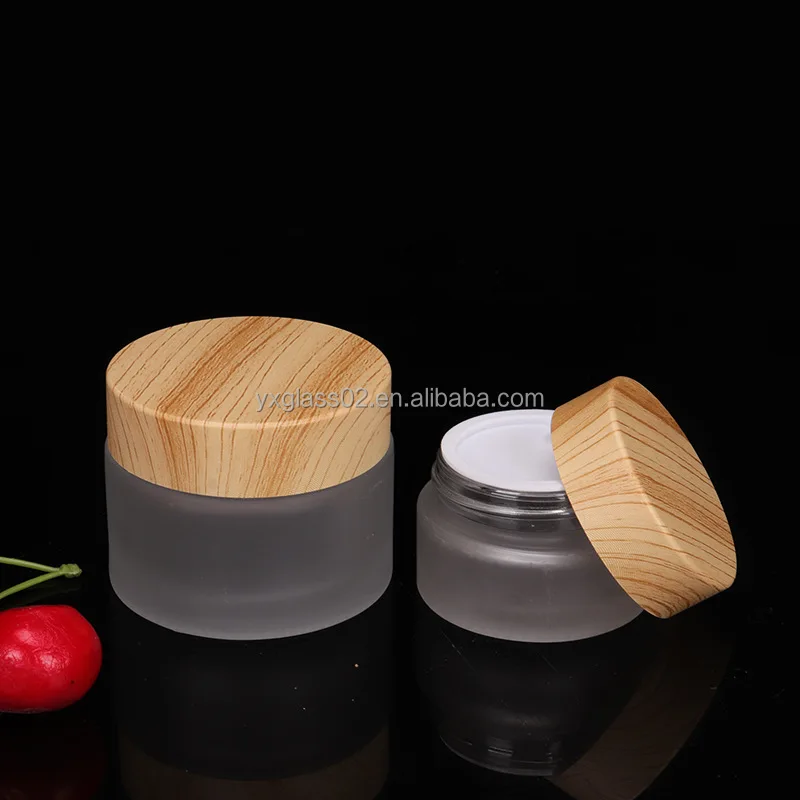 cream glass jar Hot sale Body scrub container cosmetic glass jars with water transfer printing skincare packaging glass bottle factory