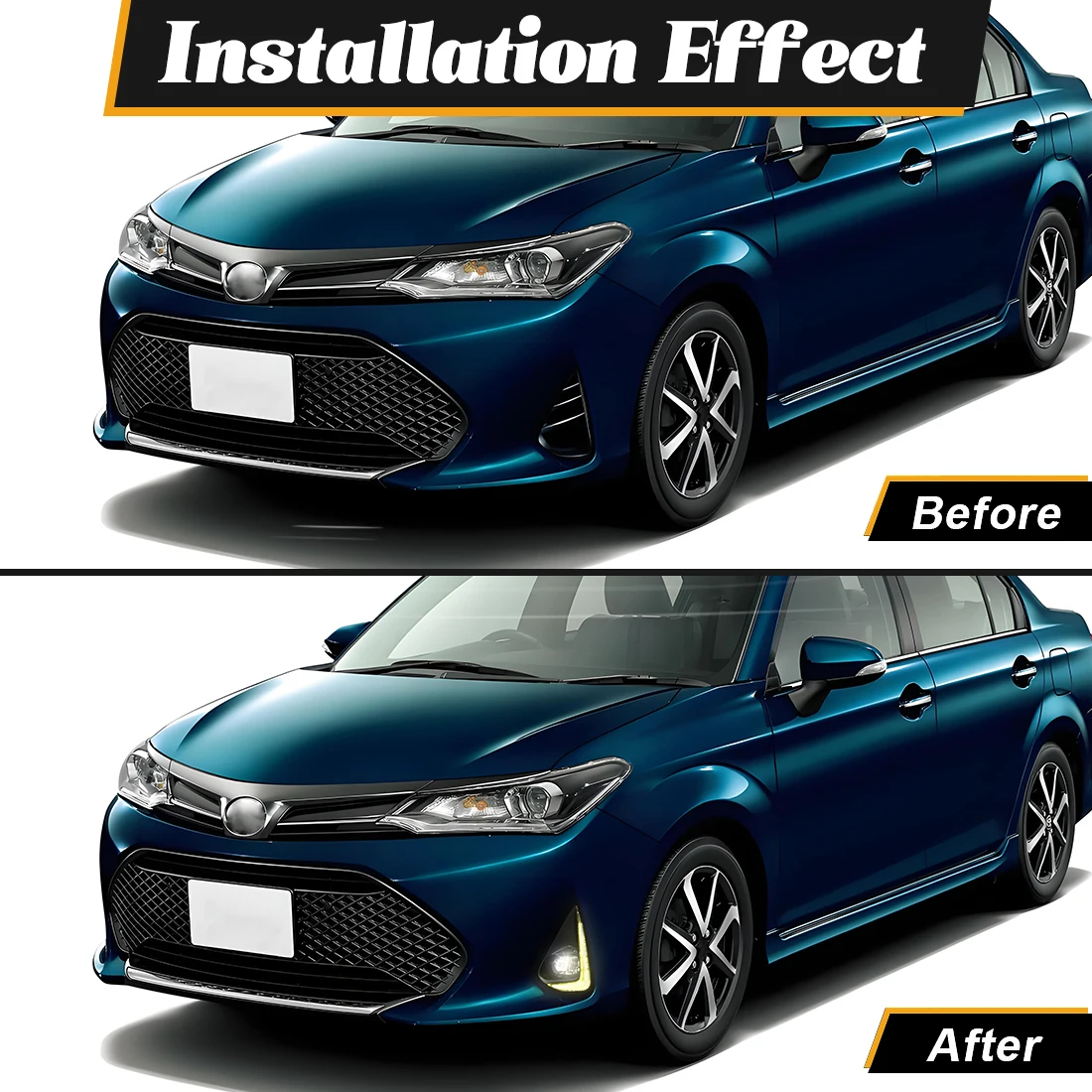 LED DRL Fog Light Kits with Halogen LED Bulbs for Toyota Corolla Axio Fielder  2018-2021 Daytime Running Light Turn Light