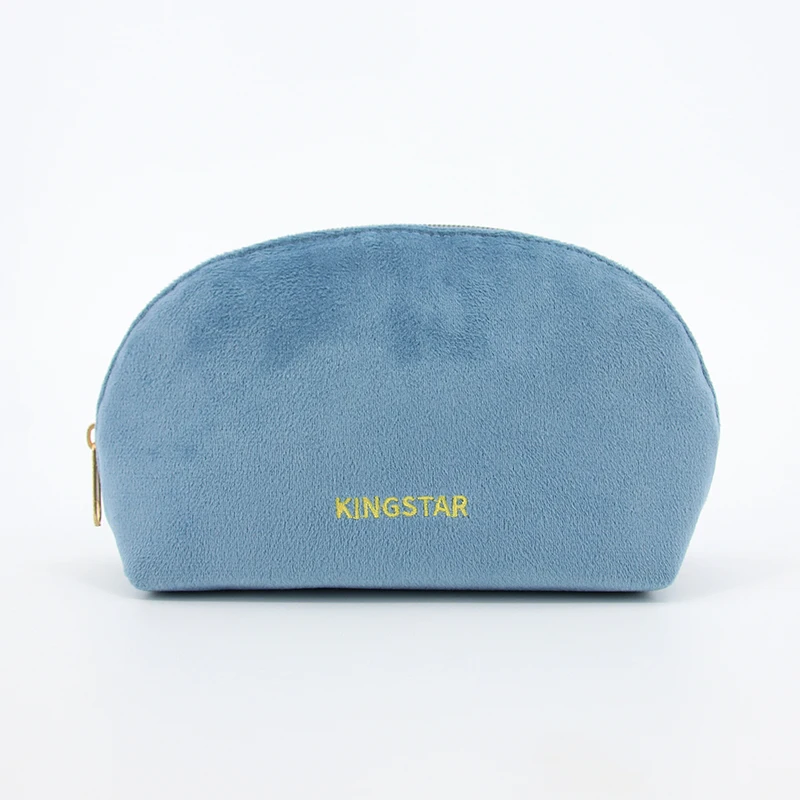 Personalized Half Moon Cosmetic Bag Velvet Travel Makeup Pouch Portable  Shell Cosmetic Toiletry Pouch for Girls Women