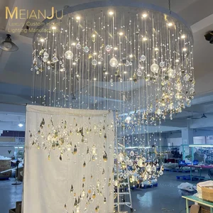 Luxury Golden Sphere Crystal Leaf Chandelier Large Art Lighting for Hotels Villas Premium Pendant Masterpiece for Classic Decor