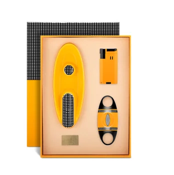 CIGARLOONG New Arrival Custom Cigar Accessories Set Cigar Cutter Lighter Ashtray 3 Pcs Gift Set for Men
