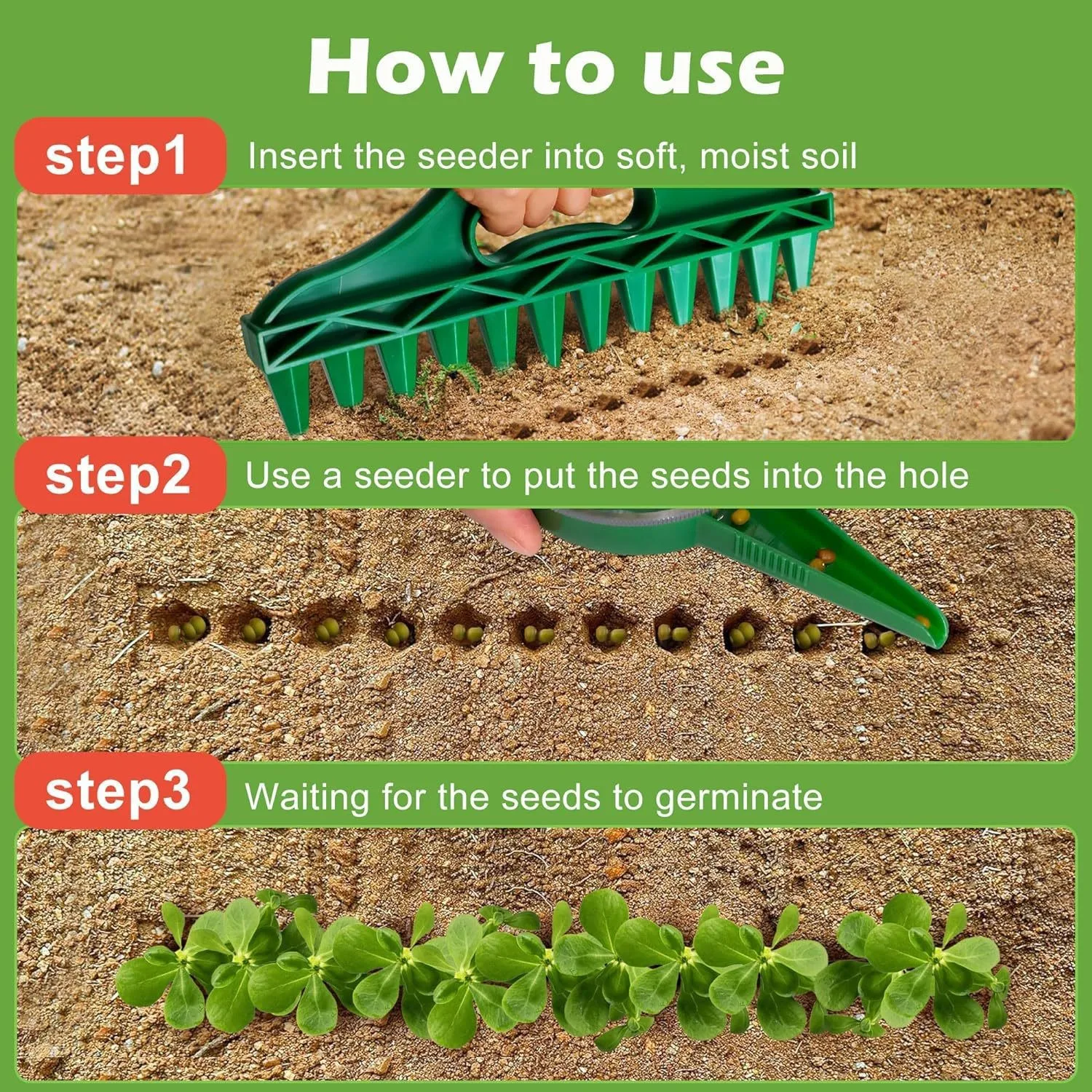 Handheld Gardening Seed Spacing Tools for Efficient Seeding Holes