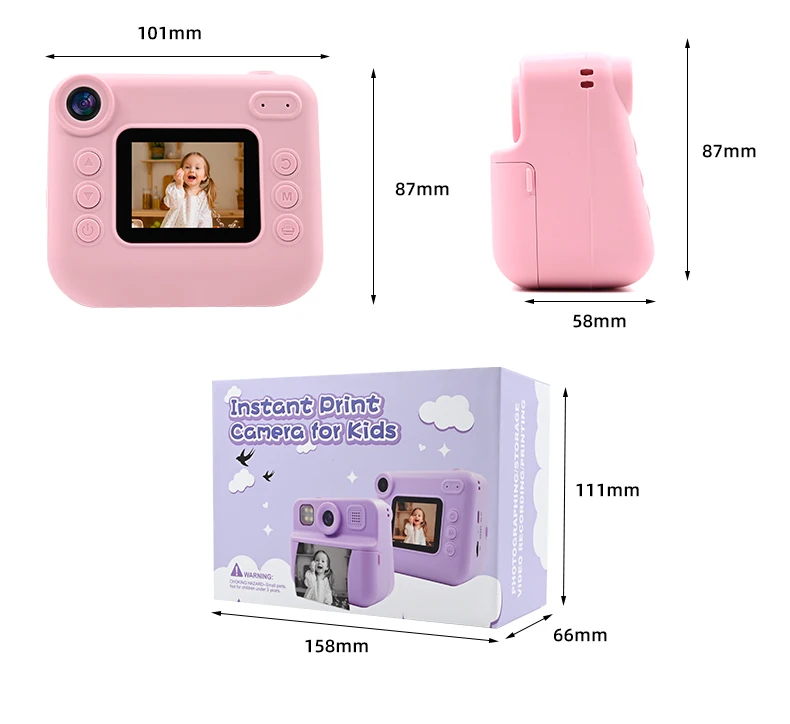 High Quality Thermal Printing Camera 2 Inches Screen Instant Print Camera Upgrade Selfie Camera with Dual Lens