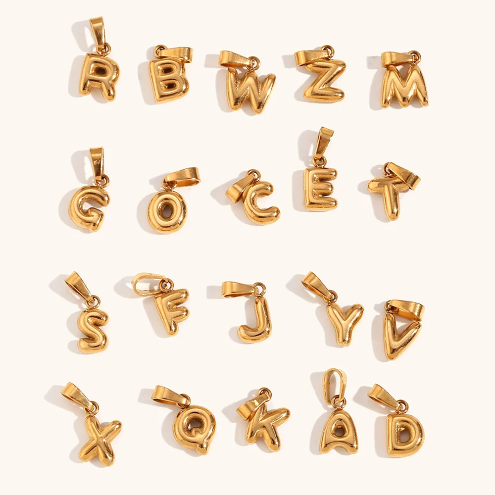 Dina Hot Selling Etsy 18K Gold Plated Mini Bubble English Letter Pendant Jewelry Making DIY  Necklace Charms