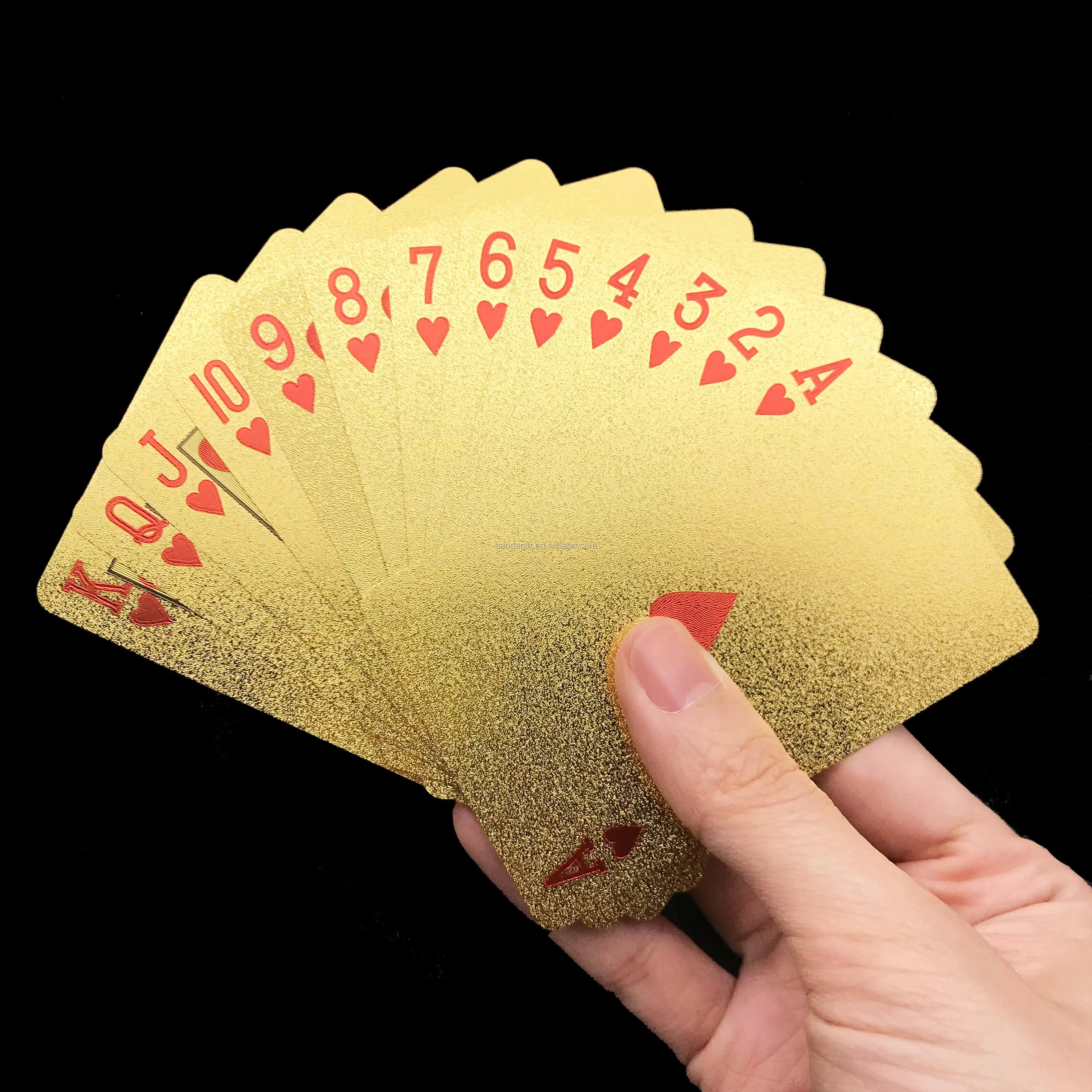 Индивидуальные 999,9 24k Золотая фольга Дубай игральные карты с деревянной коробкой
