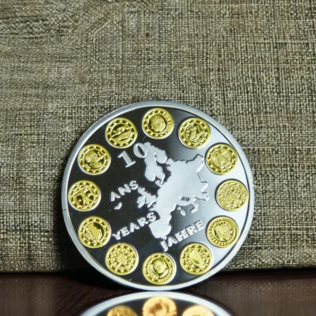 New souvenir metal coin two tone plating europe coin souvenir gold plating promotional coin