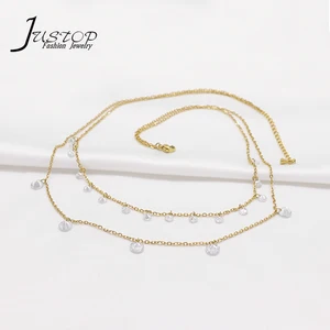 European Style Necklace Stainless Steel 18K Gold Plated Zircon Layer 5A Cz Necklaces 925 Moissanite Tennis Necklace