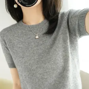 Women's Summer Short T-Shirt Sweaters Comfort and Short Sleeves Top Fashion Thin Knit Top for Women