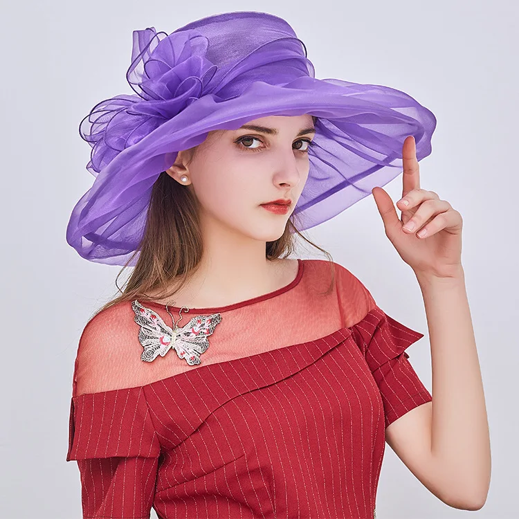 Spring Double Layer Mesh Ruffles Flower Women Kentucky Derby  display picture 1