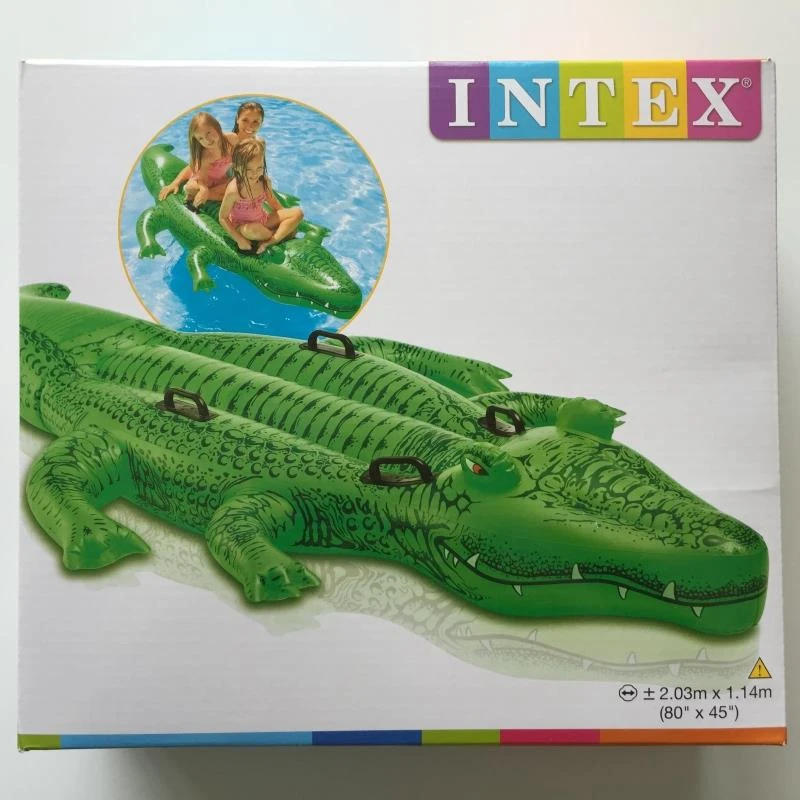Intex�Inflatable Alligator Crocodile Ride On Kids Beach Pool Float Toy 4 Handles 
